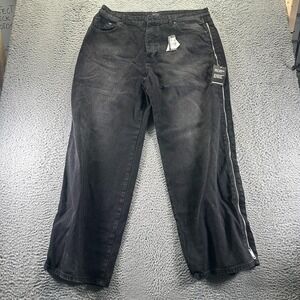 BoohooMAN Jeans Men's 40x33 Black Cotton Denim Straight Baggy Side Zip Stretch